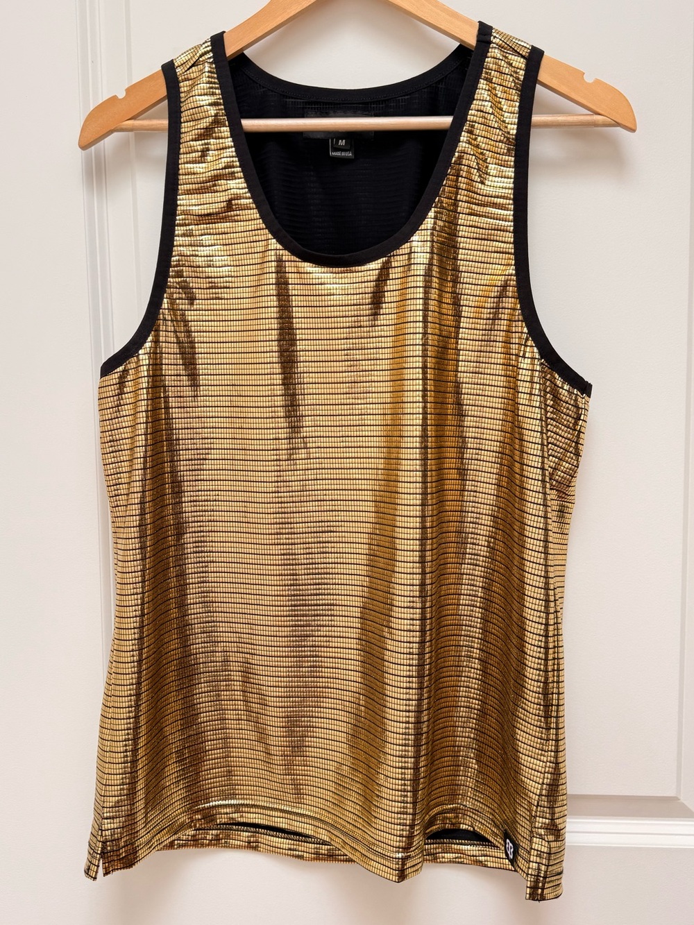 Betabrand Gold Disco Stretch Tank Top Size M